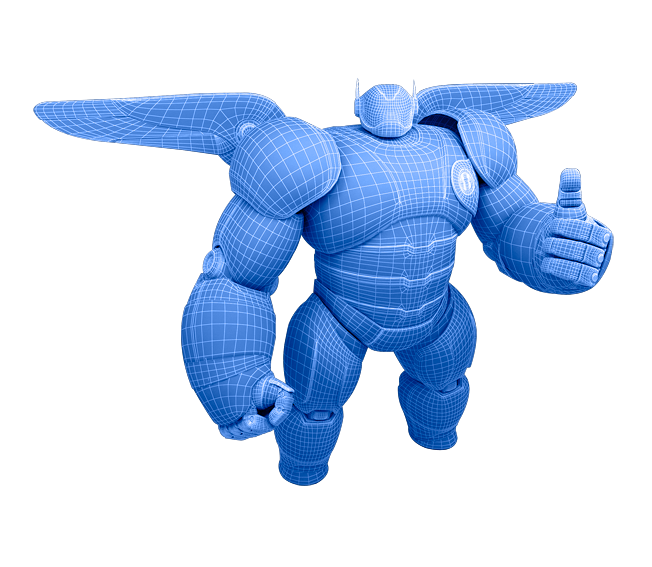 Robot creado y esculpido en 3D de color azul